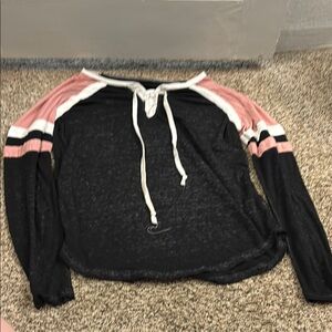 Bobbie Brooks Black and Gray Tie Front Hoodie